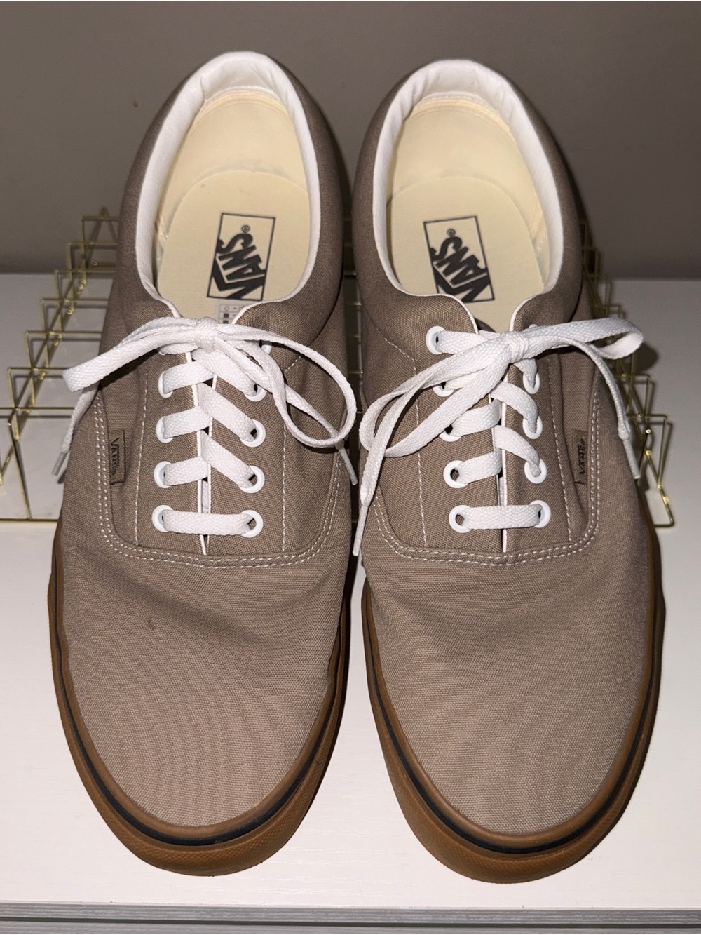 Vans Men’s Skate Era Canvas Low-Top Sneakers - Tan with White Laces